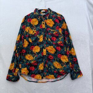 J Crew Flennel Shirt Mens M Multicolor Floral Classic Fit Pocket Button Up